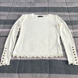 J. Crew Refined Rib T-Shirt with Button Cuffs in Ivory size Small